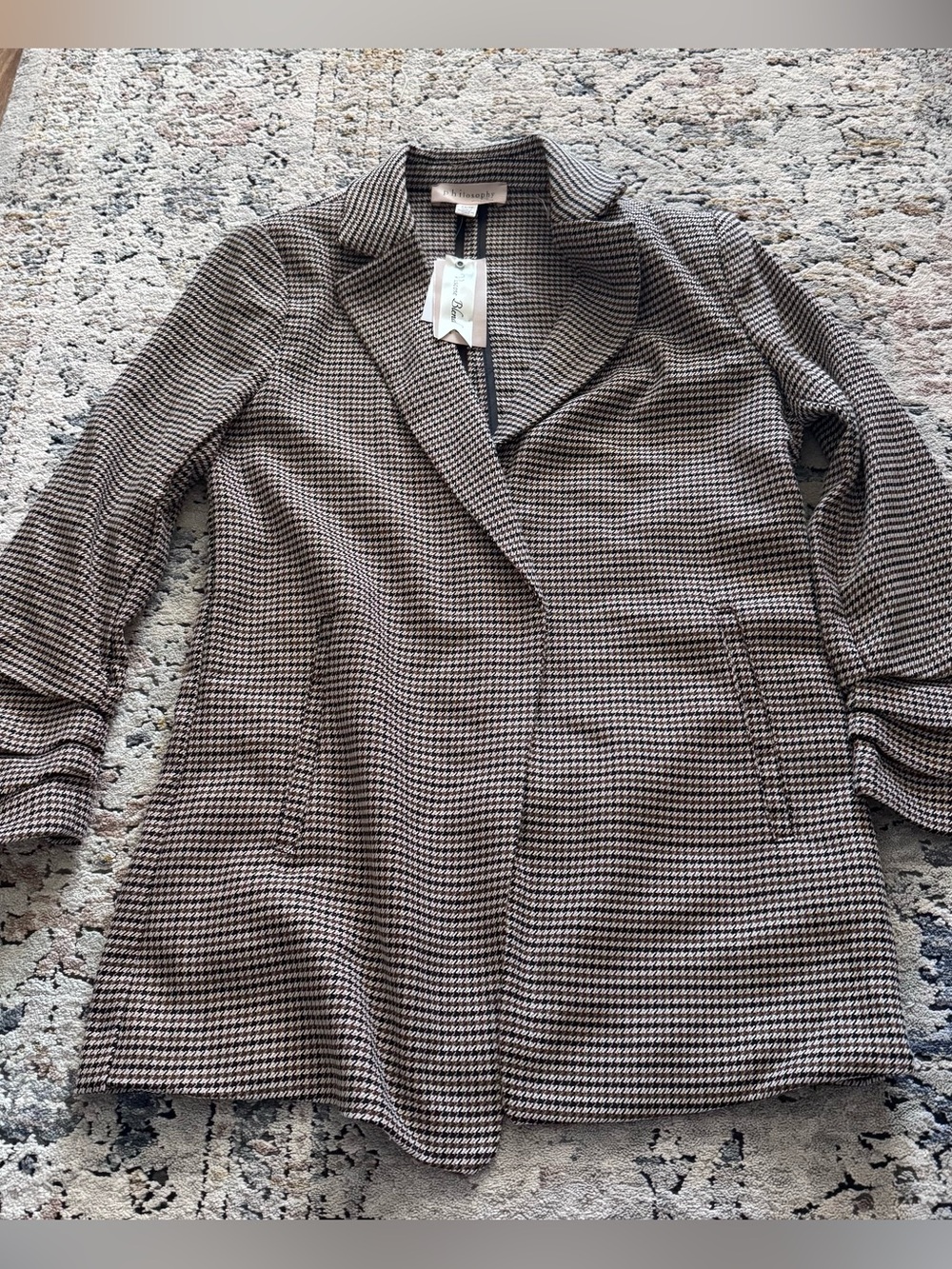 NWT Philosophy Houndstooth Blazer Jacket Brown and Black, XS